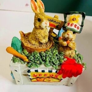 Music Box Rabbits Seeds Stand‎ **VINTAGE**